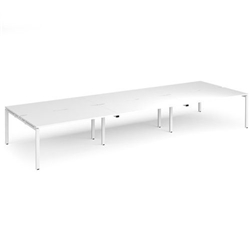 Adapt triple back to back desks 4800mm x 1600mm - white frame, white top