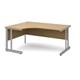 Momento left hand ergonomic desk 1600mm - silver cantilever frame, oak top