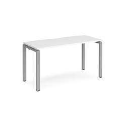 Adapt single desk 1400mm x 600mm - silver frame, white top
