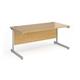 Contract 25 straight desk with silver cantilever leg 1600mm x 800mm - oak top