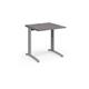 TR10 height settable straight desk 800mm x 800mm - silver frame, grey oak top
