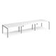 Adapt sliding top triple back to back desks 4200mm x 1200mm - silver frame, white top