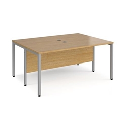 Maestro 25 back to back straight desks 1600mm x 1200mm - silver bench leg frame, oak top