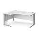 Maestro 25 left hand ergonomic desk 1600mm wide - silver cable managed leg frame, white top