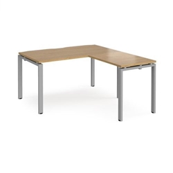 Adapt desk 1400mm x 800mm with 800mm return desk - silver frame, oak top