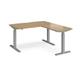 Elev8 Touch sit-stand desk 1400mm x 800mm with 800mm return desk - silver frame, oak top
