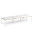 Adapt triple back to back desks 3600mm x 1200mm - white frame, white top with oak edging