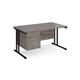 Maestro 25 straight desk 1400mm x 800mm with 2 drawer pedestal - black cantilever leg frame, grey oak top
