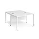 Maestro 25 back to back straight desks 1200mm x 1600mm - white bench leg frame, white top