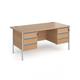 Contract 25 straight desk with 3 and 3 drawer pedestals and silver H-Frame leg 1600mm x 800mm - beech top