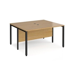 Maestro 25 back to back straight desks 1400mm x 1200mm - black bench leg frame, oak top