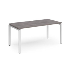 Adapt single desk 1600mm x 800mm - white frame, grey oak top