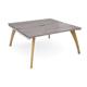 Fuze back to back desks 1600mm x 1600mm with oak legs - white underframe, grey oak top