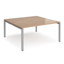 Adapt back to back desks 1600mm x 1600mm - silver frame, beech top