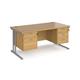 Maestro 25 straight desk 1600mm x 800mm with 2 and 3 drawer pedestals - silver cantilever leg frame, oak top