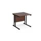 Maestro 25 straight desk 800mm x 800mm - black cantilever leg frame, walnut top