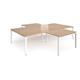 Adapt back to back 4 desk cluster 3200mm x 1600mm with 800mm return desks - white frame, beech top