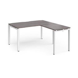 Adapt desk 1400mm x 800mm with 800mm return desk - white frame, grey oak top