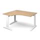 TR10 deluxe left hand ergonomic desk 1400mm - white frame, oak top