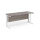 Maestro 25 straight desk 1600mm x 600mm - white cable managed leg frame, grey oak top