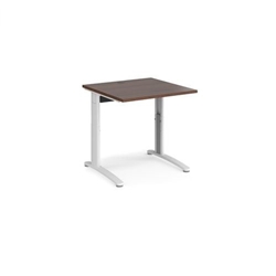 TR10 height settable straight desk 800mm x 800mm - white frame, walnut top