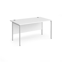 Contract 25 straight desk with silver H-Frame leg 1400mm x 800mm - white top