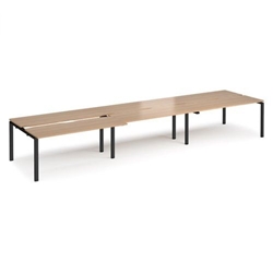 Adapt sliding top triple back to back desks 4800mm x 1200mm - black frame, beech top