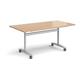 Rectangular deluxe fliptop meeting table with silver frame 1600mm x 800mm - beech