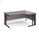 Maestro 25 right hand ergonomic desk 1600mm wide - black cable managed leg frame, grey oak top