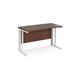 Maestro 25 straight desk 1200mm x 600mm - white cable managed leg frame, walnut top