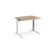 TR10 height settable straight desk 1000mm x 800mm - white frame, beech top
