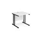 Maestro 25 straight desk 800mm x 800mm - black cantilever leg frame, white top