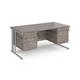 Maestro 25 straight desk 1600mm x 800mm with two x 2 drawer pedestals - silver cable managed leg frame, grey oak top