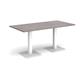 Brescia rectangular dining table with flat square white bases 1600mm x 800mm - grey oak