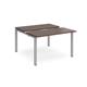 Adapt sliding top back to back desks 1200mm x 1200mm - silver frame, walnut top