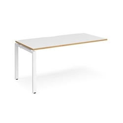 Adapt add on unit single 1600mm x 800mm - white frame, white top with oak edging