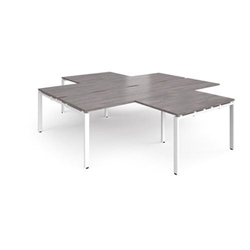 Adapt back to back 4 desk cluster 2800mm x 1600mm with 800mm return desks - white frame, grey oak top