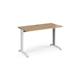 TR10 straight desk 1200mm x 600mm - white frame, oak top