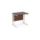 Maestro 25 straight desk 800mm x 600mm - white cantilever leg frame, walnut top