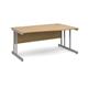 Momento right hand wave desk 1600mm - silver cantilever frame, oak top