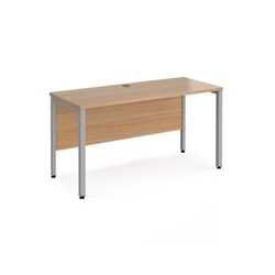 Maestro 25 straight desk 1400mm x 600mm - silver bench leg frame, beech top