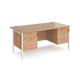 Maestro 25 straight desk 1600mm x 800mm with 2 and 3 drawer pedestals - white H-frame leg, beech top