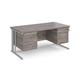 Maestro 25 straight desk 1600mm x 800mm with two x 3 drawer pedestals - silver cable managed leg frame, grey oak top
