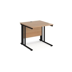 Maestro 25 straight desk 800mm x 800mm - black cable managed leg frame, beech top