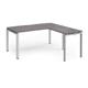 Adapt desk 1600mm x 800mm with 800mm return desk - silver frame, grey oak top