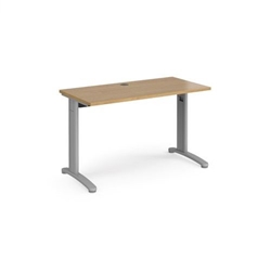 TR10 straight desk 1200mm x 600mm - silver frame, oak top