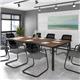 Adapt boardroom table add on unit 1600mm x 1600mm with central cutout 272mm x 132mm - black frame, beech top