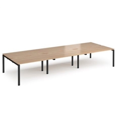 Adapt triple back to back desks 4200mm x 1600mm - black frame, beech top