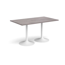 Genoa rectangular dining table with white trumpet base 1400mm x 800mm - grey oak