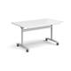 Rectangular deluxe fliptop meeting table with silver frame 1400mm x 800mm - white